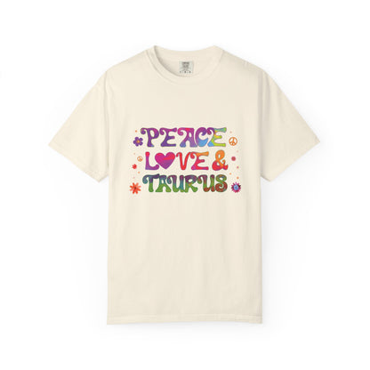 Peace Love & Taurus – Earthy Retro Zodiac Tee