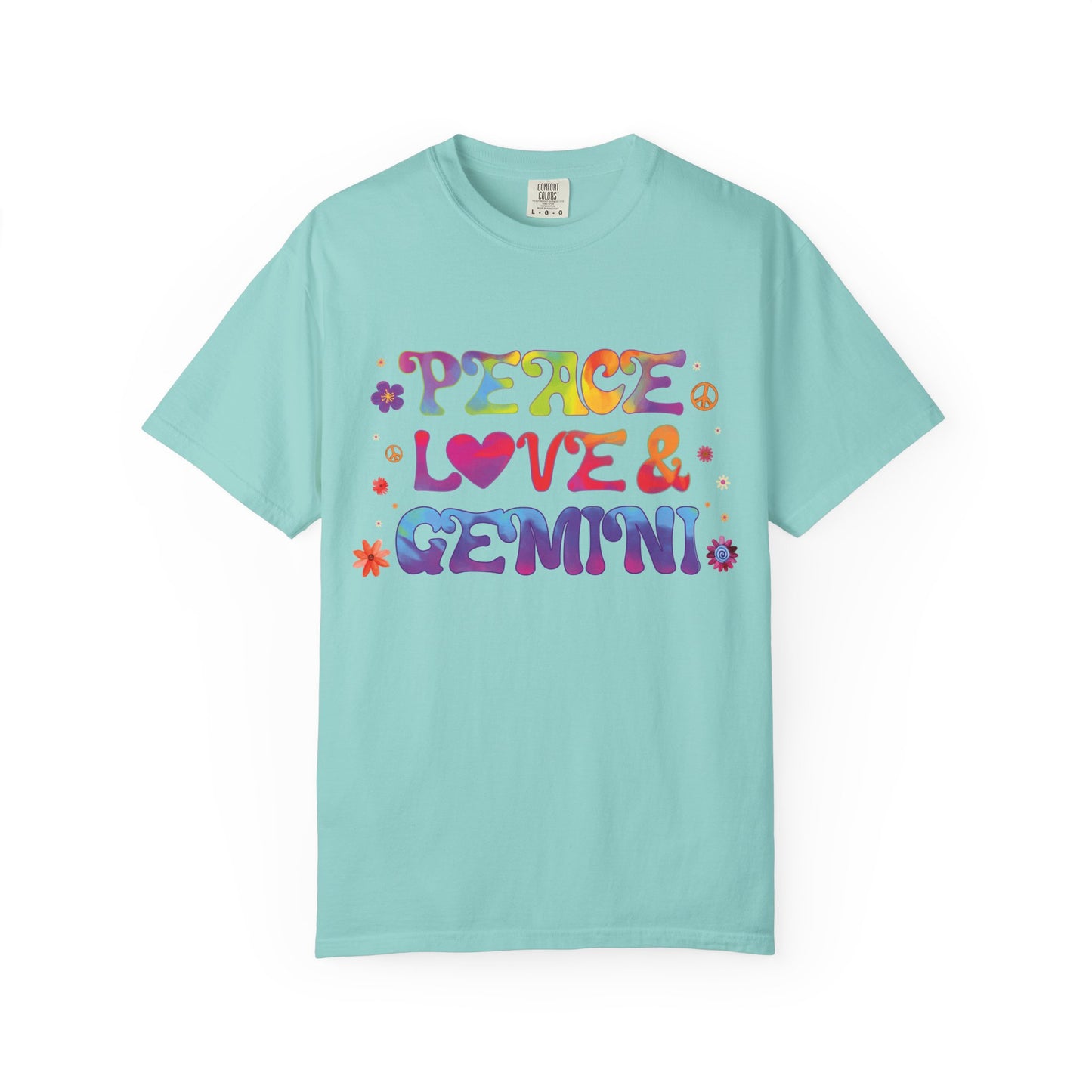 Peace Love & Gemini – Retro Groovy Zodiac Tee