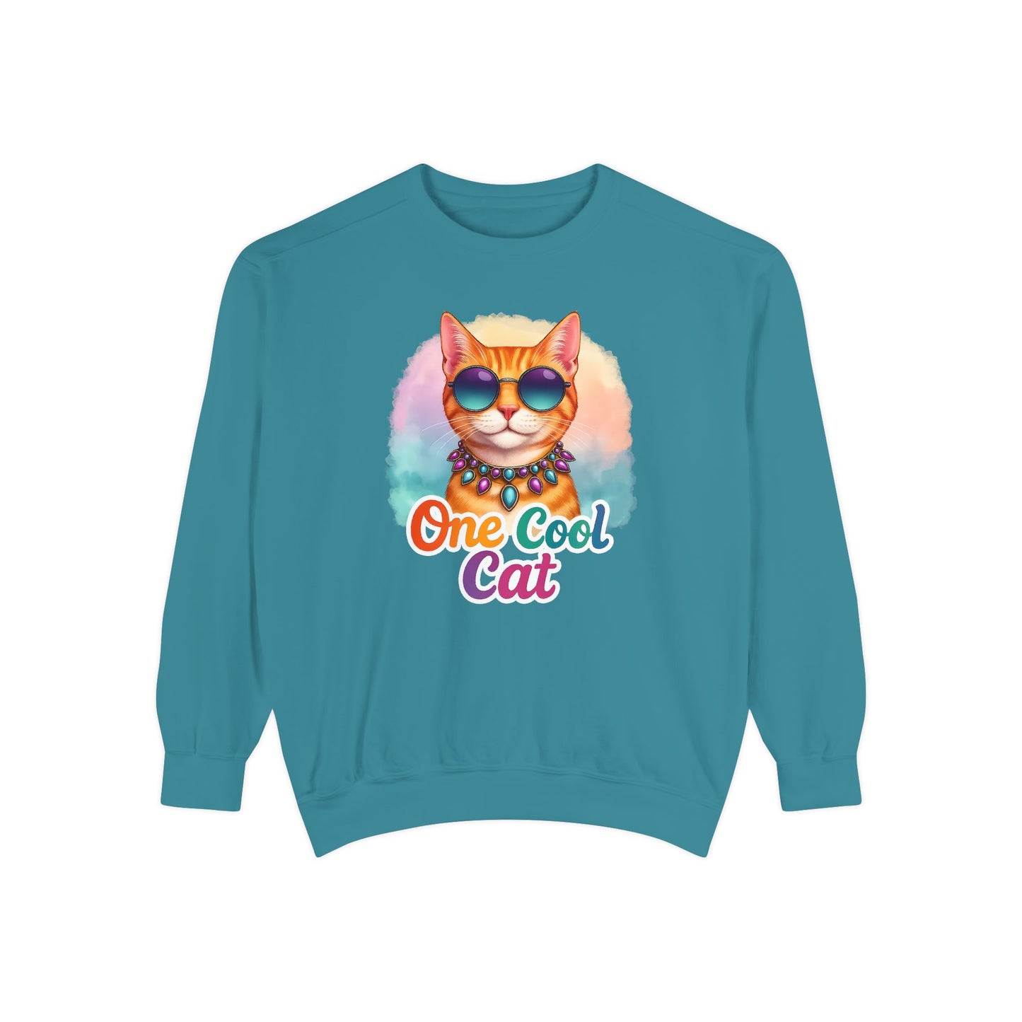 One Cool Cat Unisex Crewneck – Colorful Vibrant Comfort Colors Midweight Sweatshirt