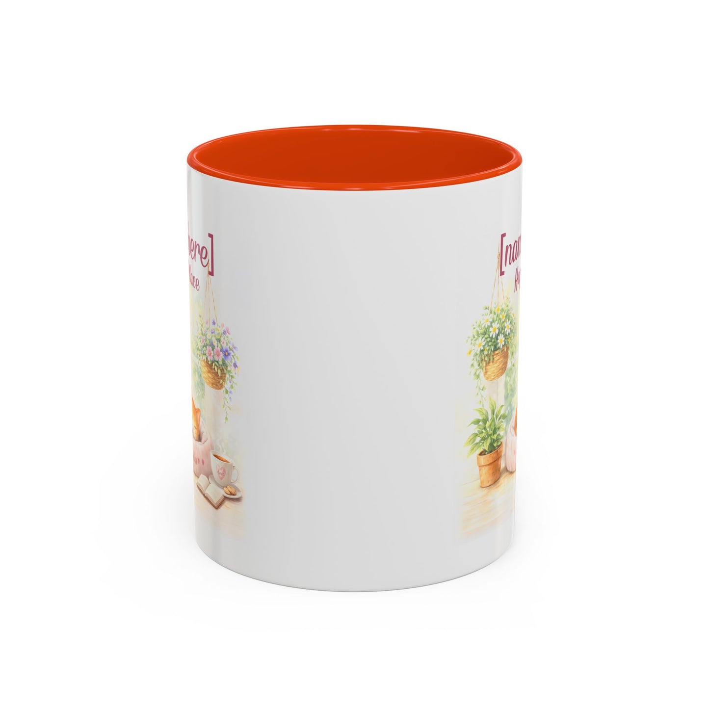 Personalized Name Cat Mug - Custom "Happy Place" Ceramic Mug for Cat Lovers