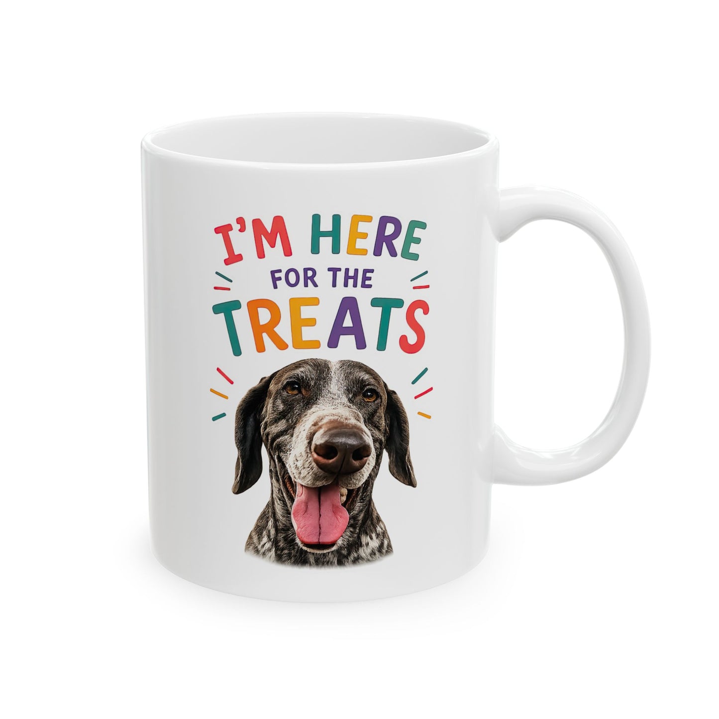 Personalized “I’m Here for the Treats”Dog Mug | Custom Pet Photo Color Accent Mug |  Funny Dog Lover Gift