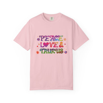 Peace Love & Taurus – Earthy Retro Zodiac Tee