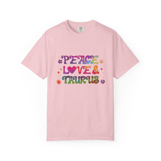 Peace Love & Taurus – Earthy Retro Zodiac Tee