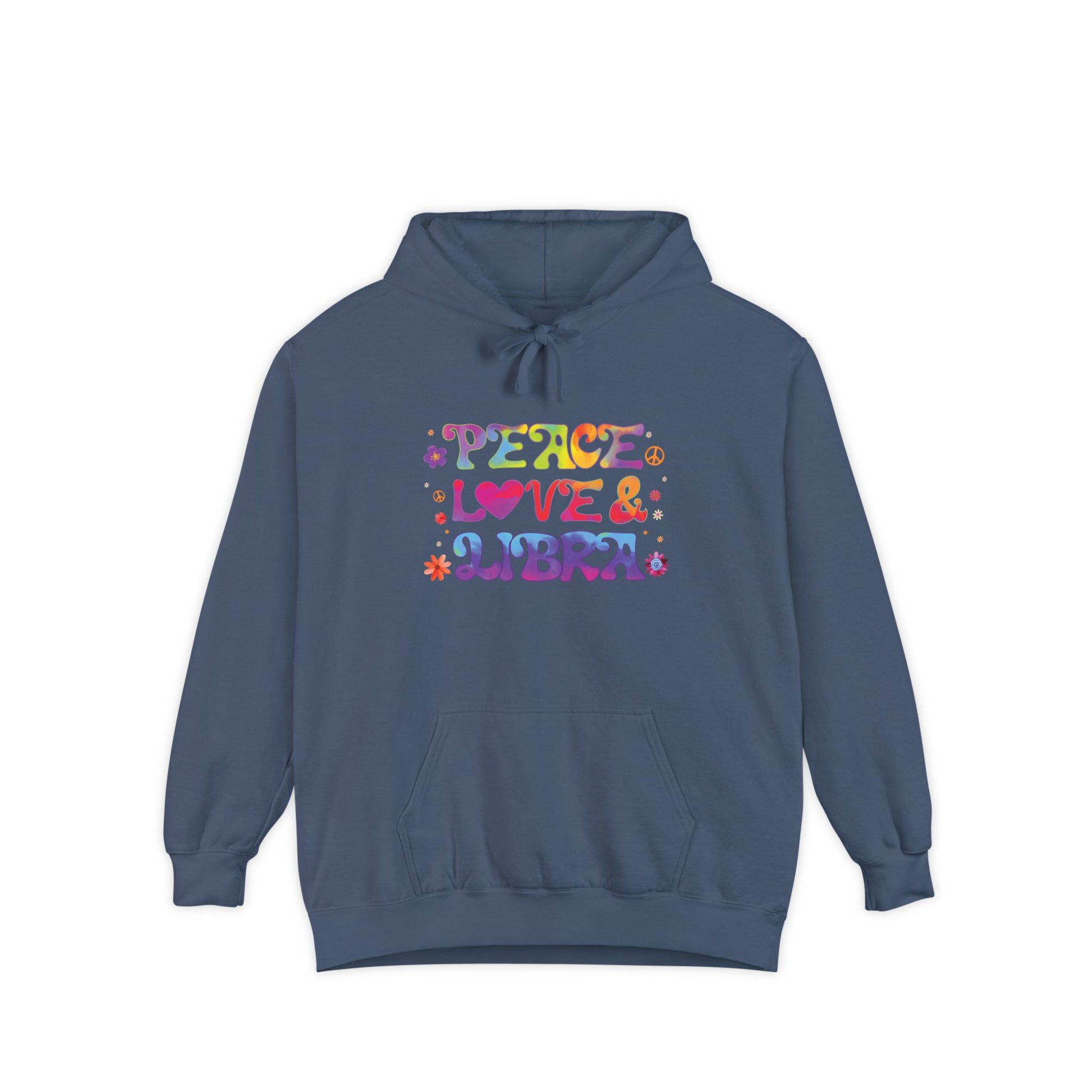 Peace Love & Libra Unisex Hoodie – Groovy Retro Comfort Colors Midweight Hoodie - Enchanted Sky