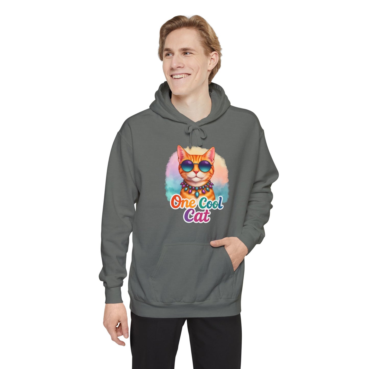 One Cool Cat Unisex Hoodie – Colorful Vibrant Comfort Colors Midweight Hoodie