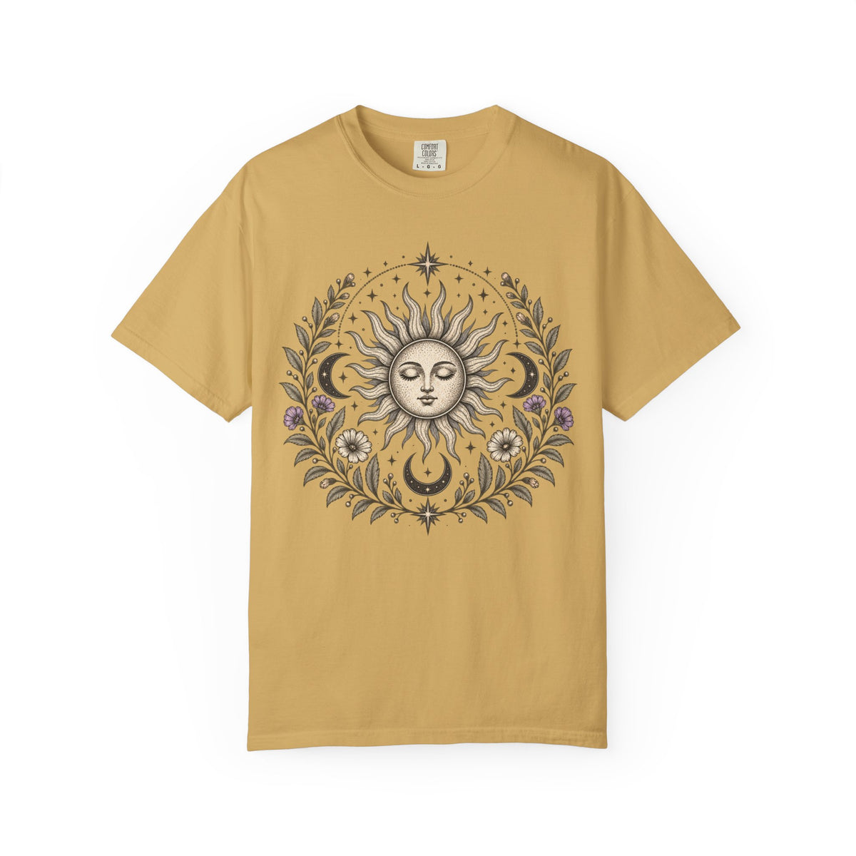 Boho Spiritual Sun and Floral Hippie Unisex T-Shirt