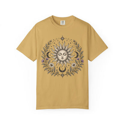 Boho Spiritual Sun and Floral Hippie Unisex T-Shirt