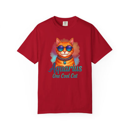 Aquarius One Cool Cat – Zodiac Kitty Vibes Tee