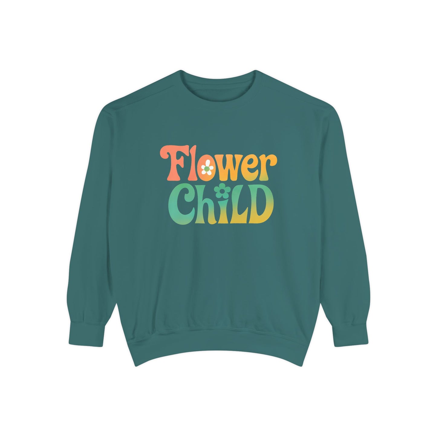 Flower Child Unisex Crewneck – Groovy Flower Power Comfort Colors Midweight Sweatshirt