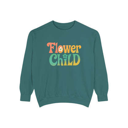 Flower Child Unisex Crewneck – Groovy Flower Power Comfort Colors Midweight Sweatshirt