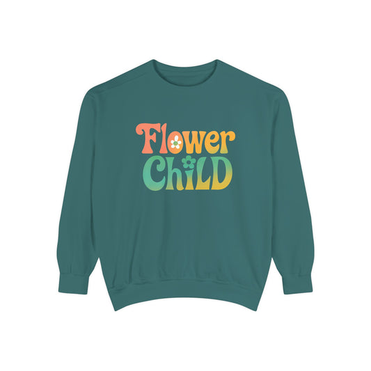 Flower Child Unisex Crewneck – Groovy Flower Power Comfort Colors Midweight Sweatshirt