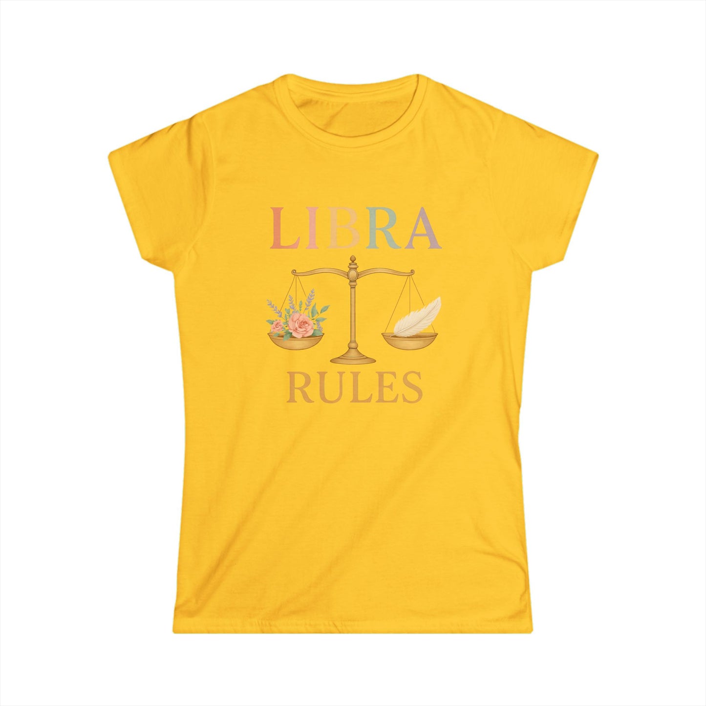Libra Rules Women’s Softstyle Tee – Empowering Zodiac Celestial Shirt