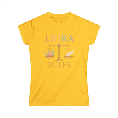 Libra Rules Women’s Softstyle Tee – Empowering Zodiac Celestial Shirt