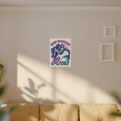 Keep Dreamin’ Pisces Mermaid – Retro Rainbow Zodiac Canvas Wall Art