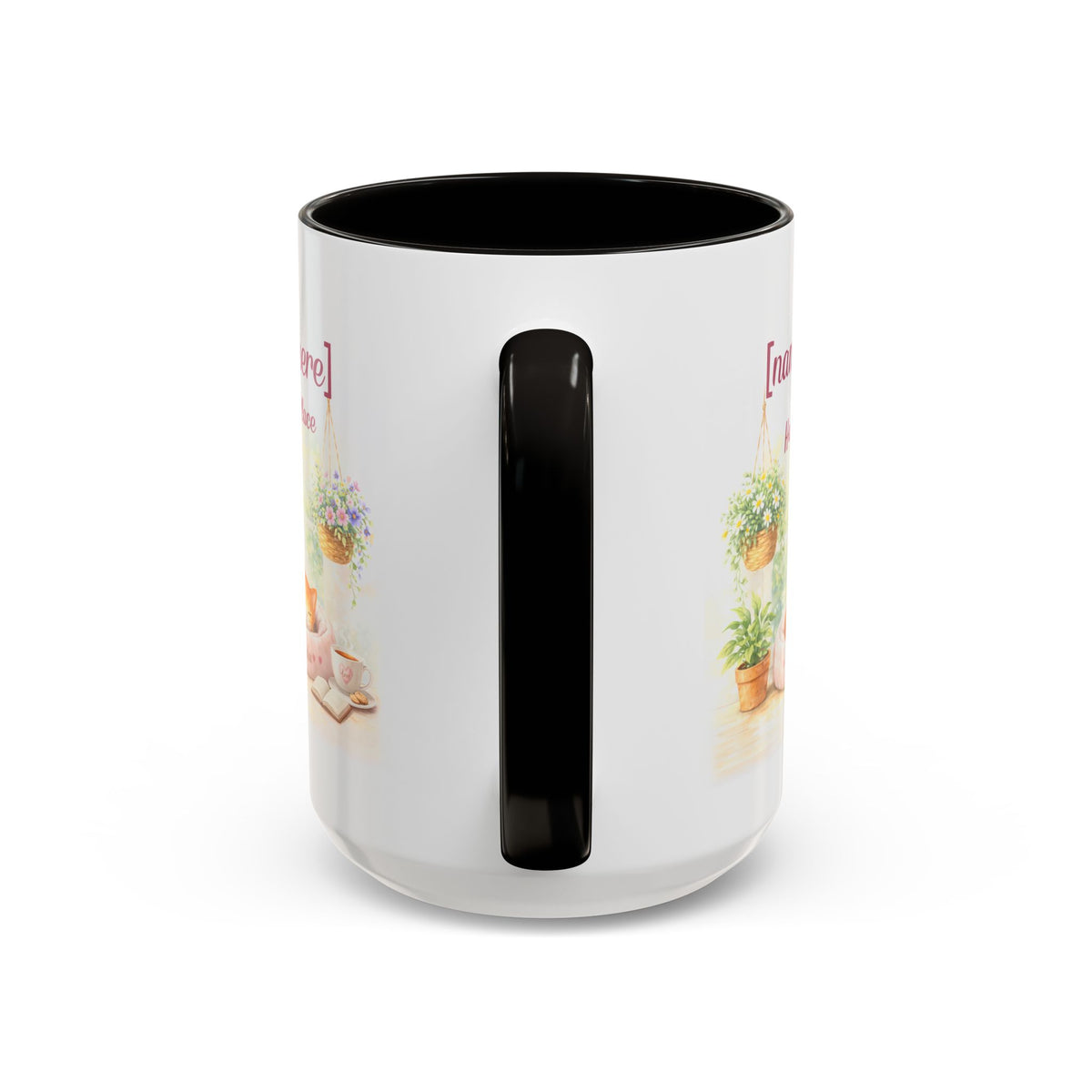 Personalized Name Cat Mug - Custom "Happy Place" Ceramic Mug for Cat Lovers