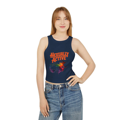 Hexually Active - Fun Witch Racerback Cropped Tank