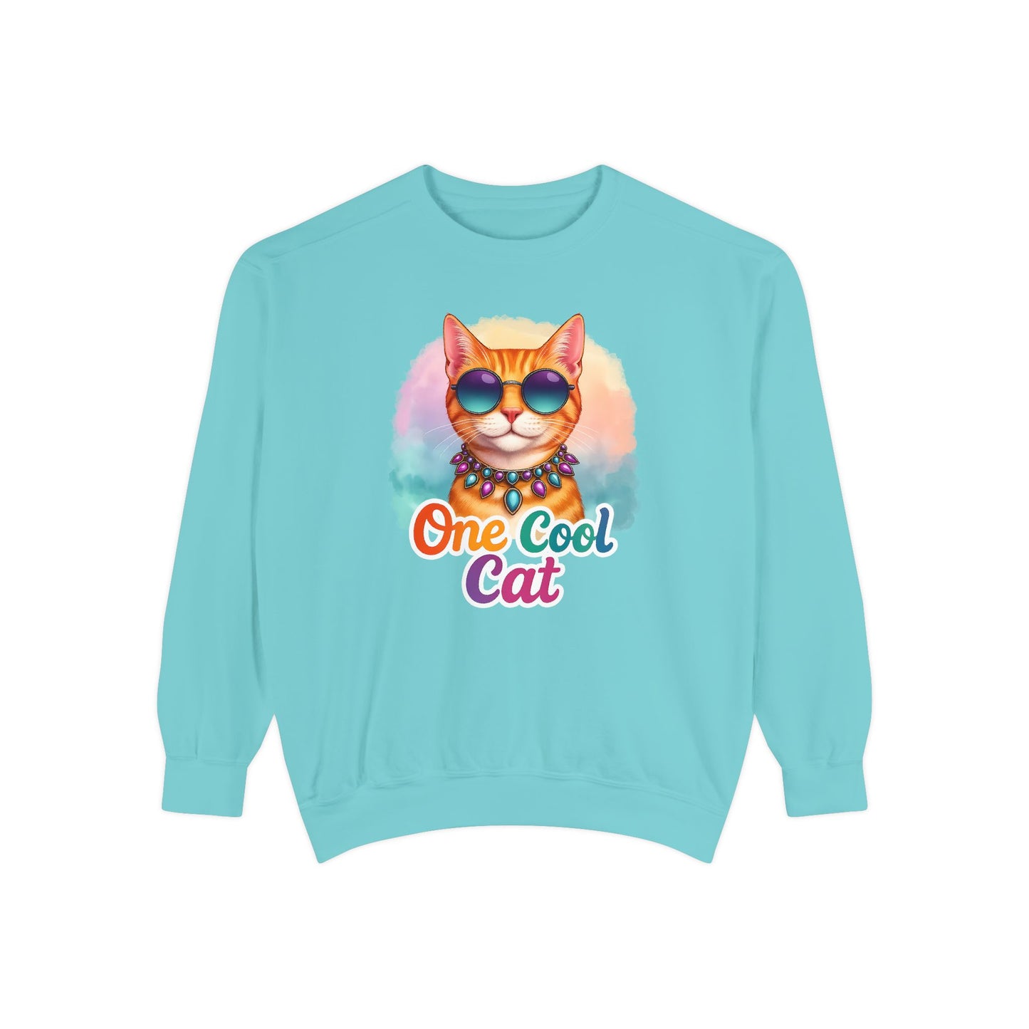 One Cool Cat Unisex Crewneck – Colorful Vibrant Comfort Colors Midweight Sweatshirt