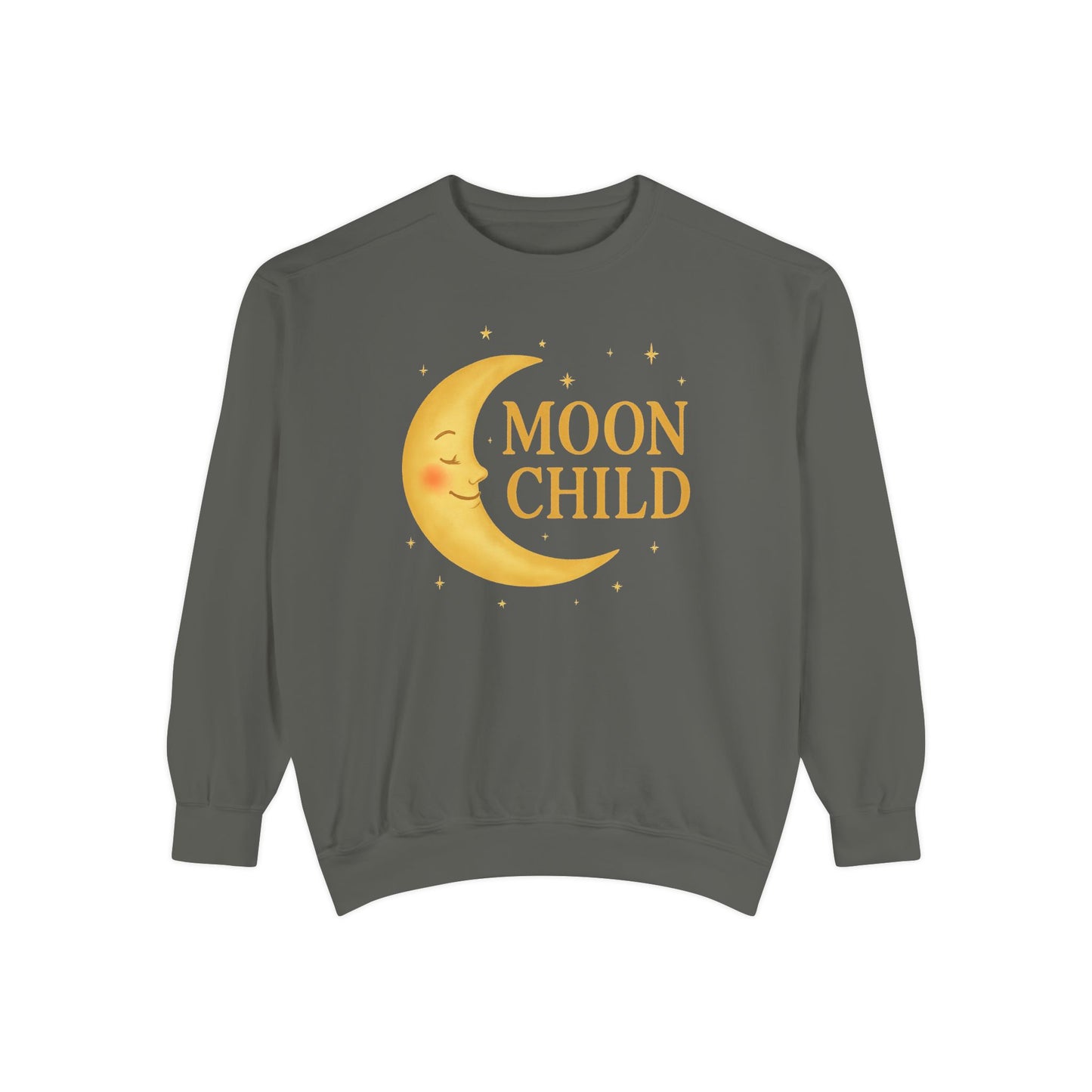 Moon Child Unisex Crewneck – Vibrant Celestial Comfort Colors Midweight Sweatshirt