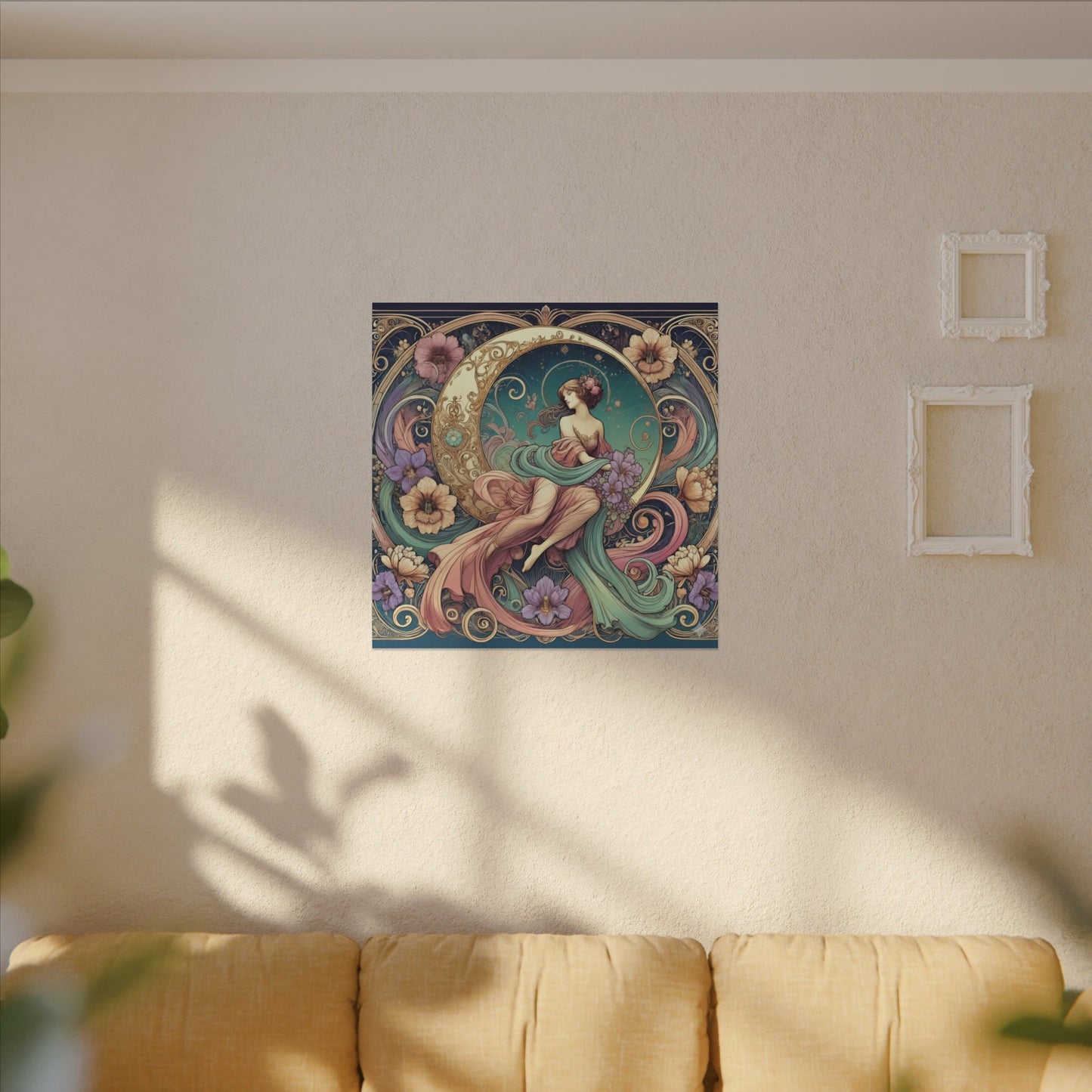 Floral Moon Muse – Art Nouveau Goddess Wall Art