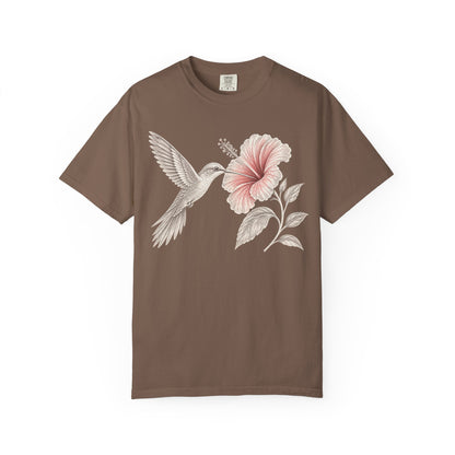 Vintage Hummingbird & Hibiscus Floral T-Shirt