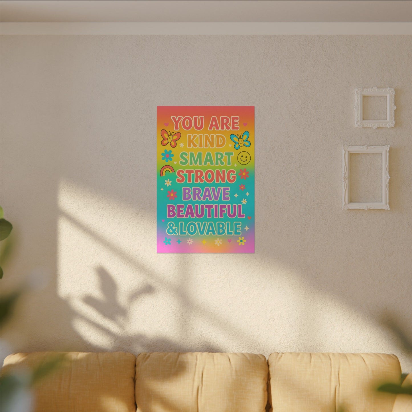 You Are Kind Smart & Strong – Rainbow Affirmation Canvas Wall Art