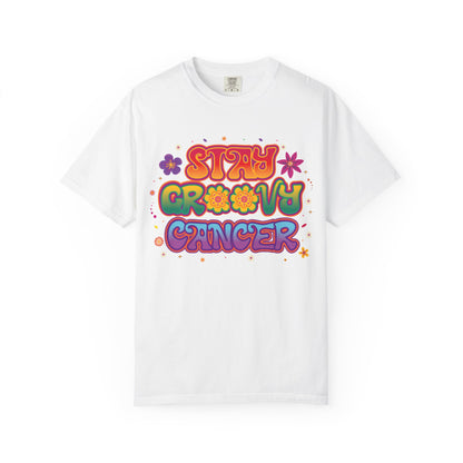 Stay Groovy Cancer Tee – Retro Colorful Zodiac Shirt