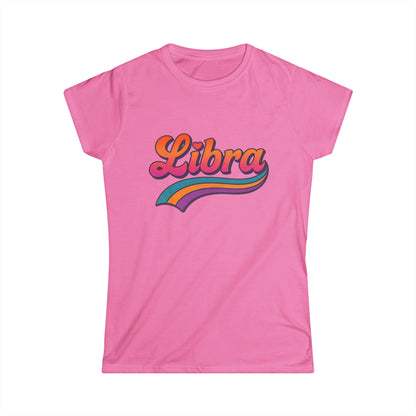 Libra Women’s Softstyle Tee – Empowering Retro Zodiac Colorful Shirt