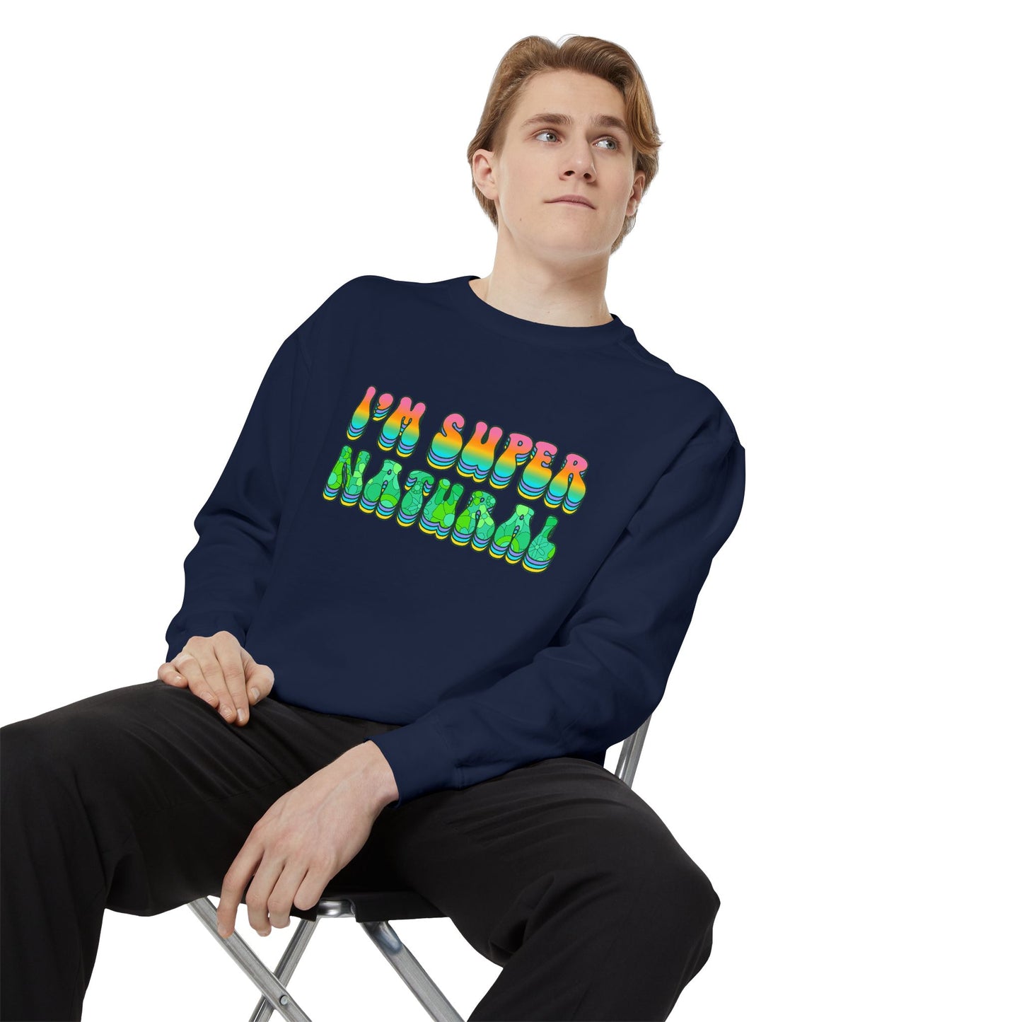 I’m Super Natural Unisex Crewneck – Empowering Retro Comfort Colors Midweight Sweatshirt