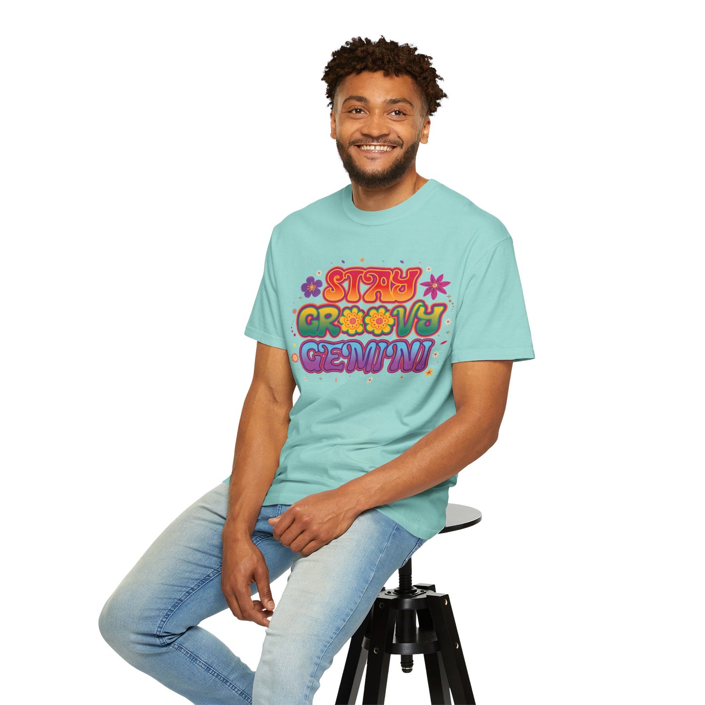 Stay Groovy Gemini – Flower Power Retro Zodiac Tee