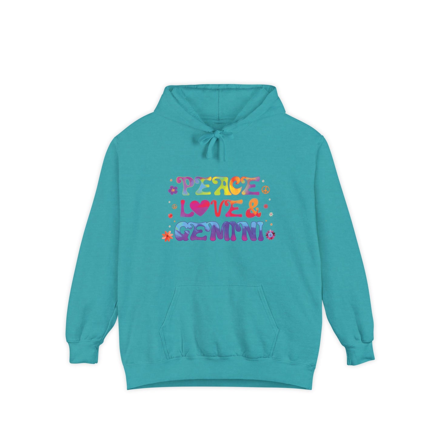 Peace Love & Gemini Unisex Hoodie – Groovy Retro Comfort Colors Midweight Hoodie