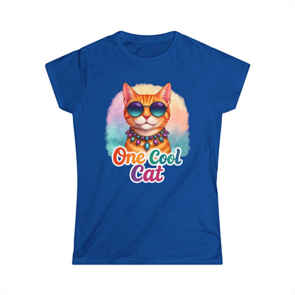 One Cool Cat Women’s Softstyle Tee – Colorful Retro Sunglasses Shirt