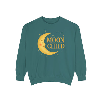 Moon Child Unisex Crewneck – Vibrant Celestial Comfort Colors Midweight Sweatshirt