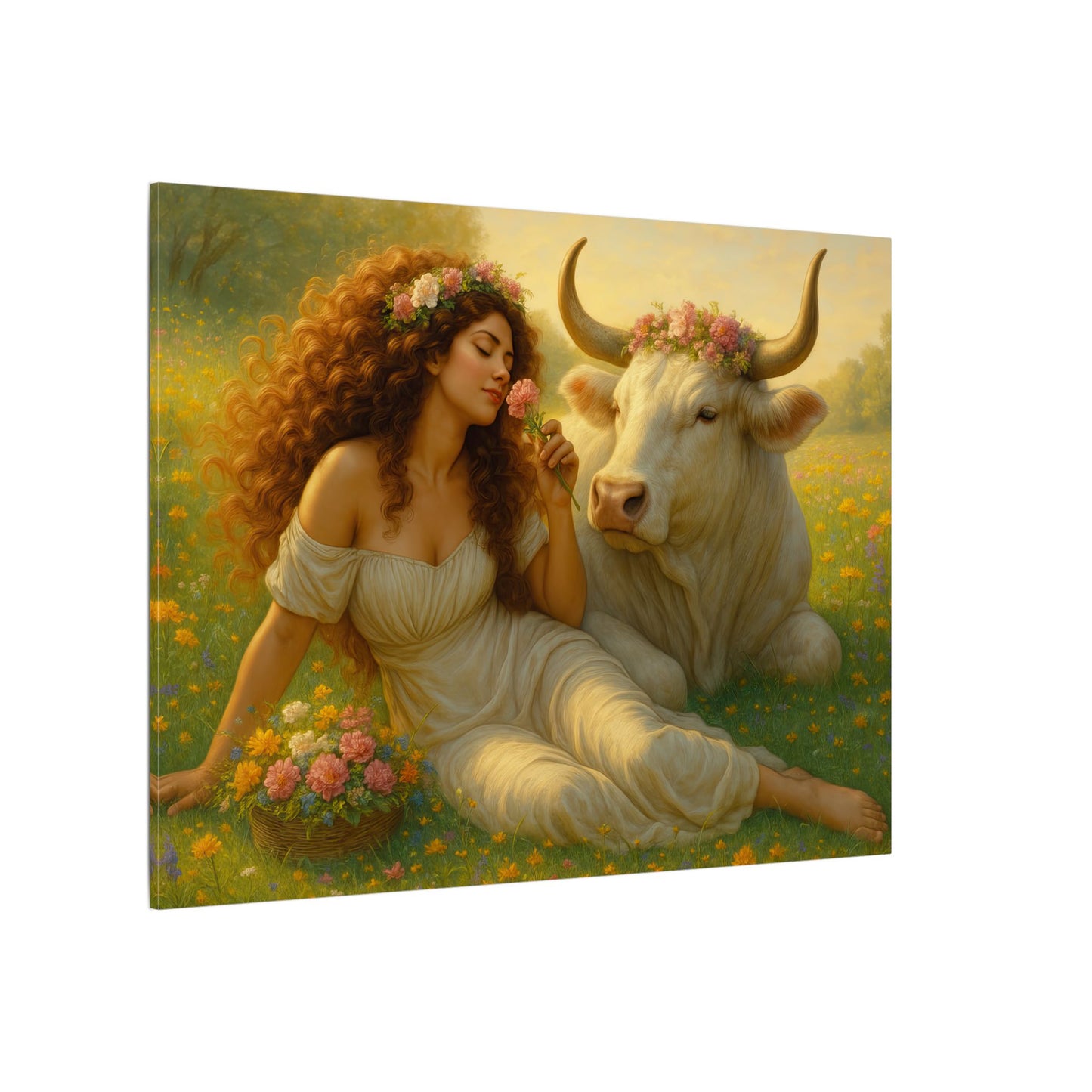 Taurus Zodiac Wall Art, Renaissance Taurus Canvas Print, Astrology Home Decor, Taurus Gift for Her, Celestial Bull Painting, Star Sign Wall Decor