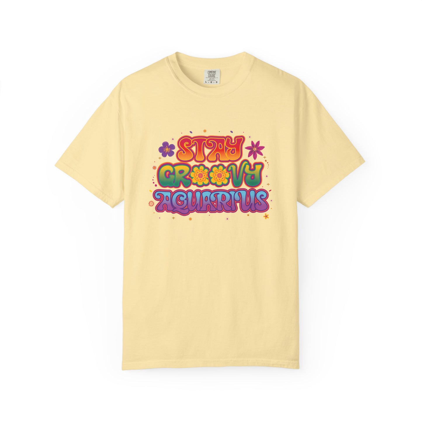 Stay Groovy Aquarius – Retro Flower Power Tee