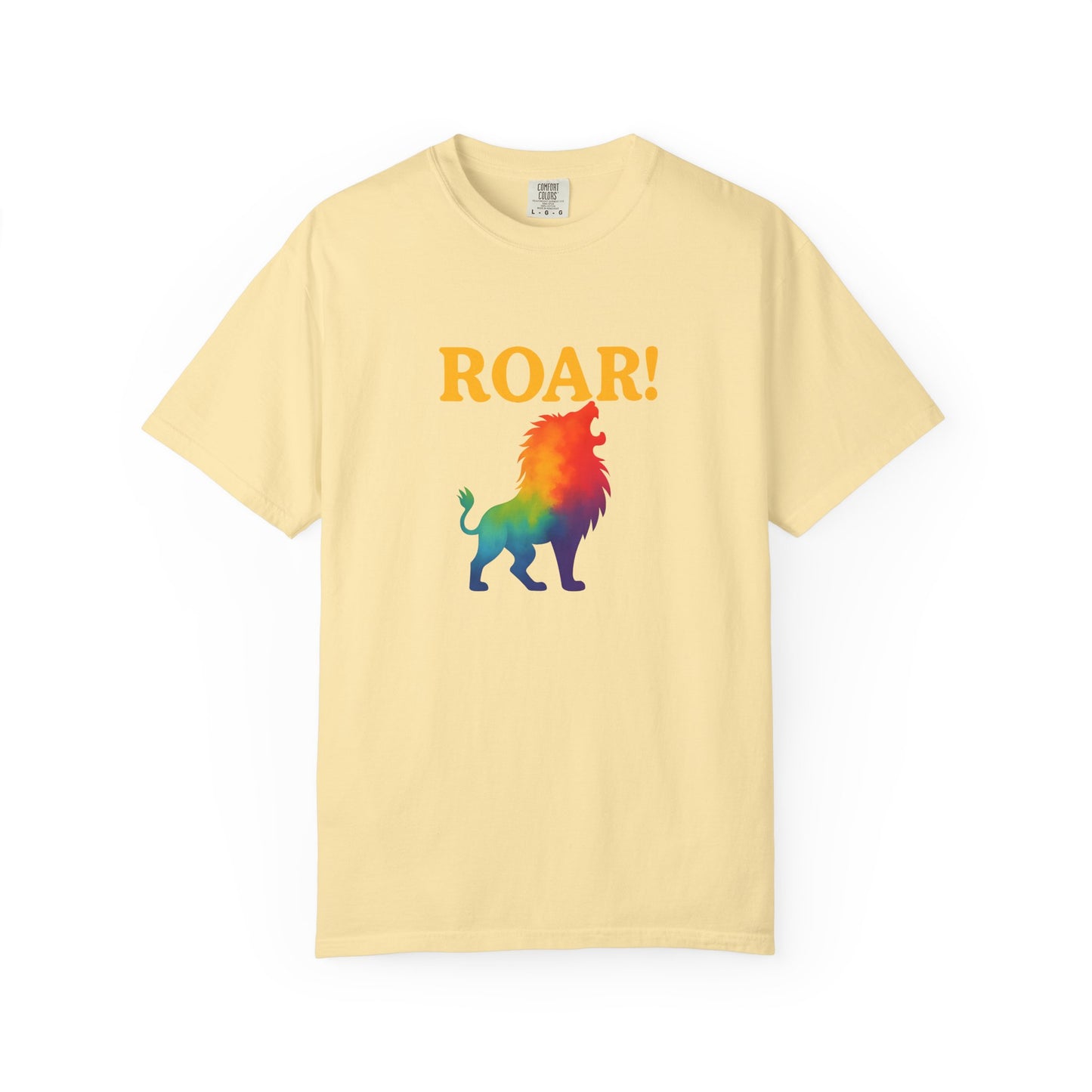 ROAR! – Retro Rainbow Lion Tee for Cosmic Confidence