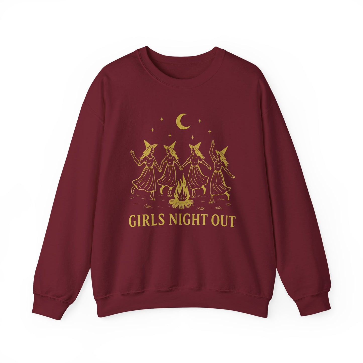 Girls Night Out Crewneck Sweatshirt – Dancing Witches Bonfire Graphic (Unisex)