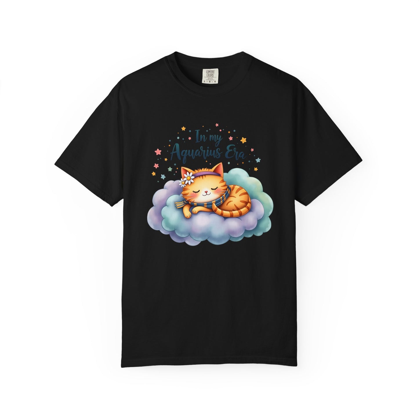 In My Aquarius Era Tee – Colorful Zodiac Cat Shirt