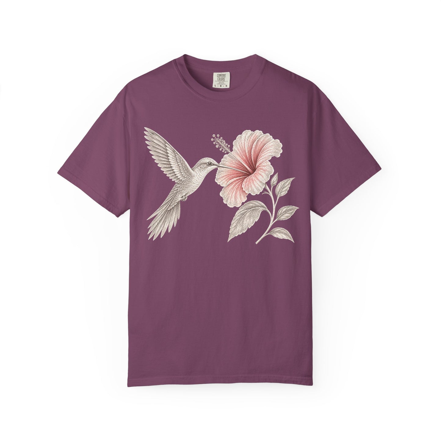 Vintage Hummingbird & Hibiscus Floral T-Shirt