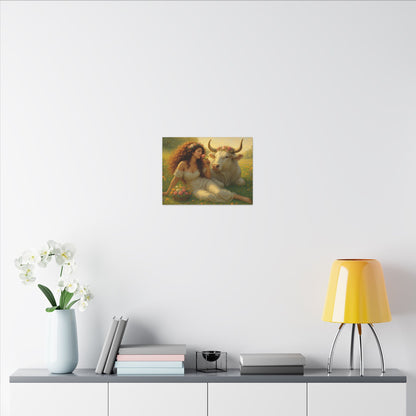 Taurus Zodiac Wall Art, Renaissance Taurus Canvas Print, Astrology Home Decor, Taurus Gift for Her, Celestial Bull Painting, Star Sign Wall Decor