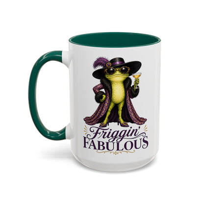 Friggin' Fabulous Frog Mug | Funny Frog Coffee Mug | Glam Fashion Frog Gift for Women | Colored Mug