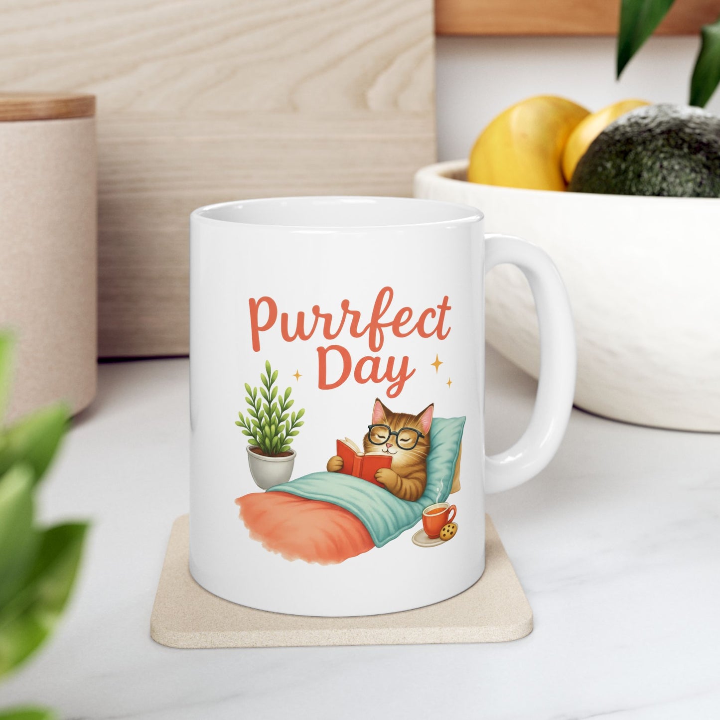 Purrfect Day – Cozy Cat Reading Adorable Coffee Mug (11oz & 15oz)