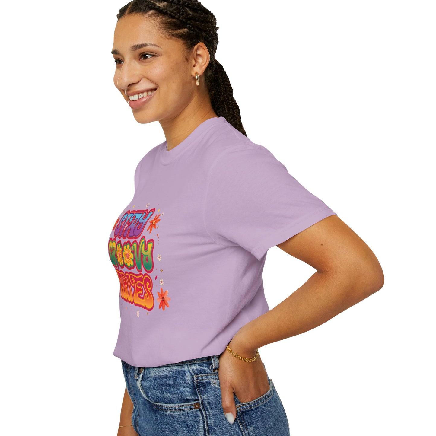 Stay Groovy Aries Tee – Colorful Retro Zodiac Shirt, 70s Flower Power Style