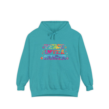 Peace Love & Cancer Unisex Hoodie – Groovy Retro Comfort Colors Midweight Hoodie