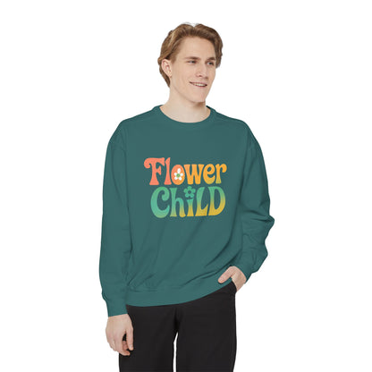 Flower Child Unisex Crewneck – Groovy Flower Power Comfort Colors Midweight Sweatshirt