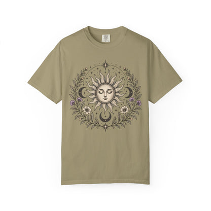 Boho Spiritual Sun and Floral Hippie Unisex T-Shirt