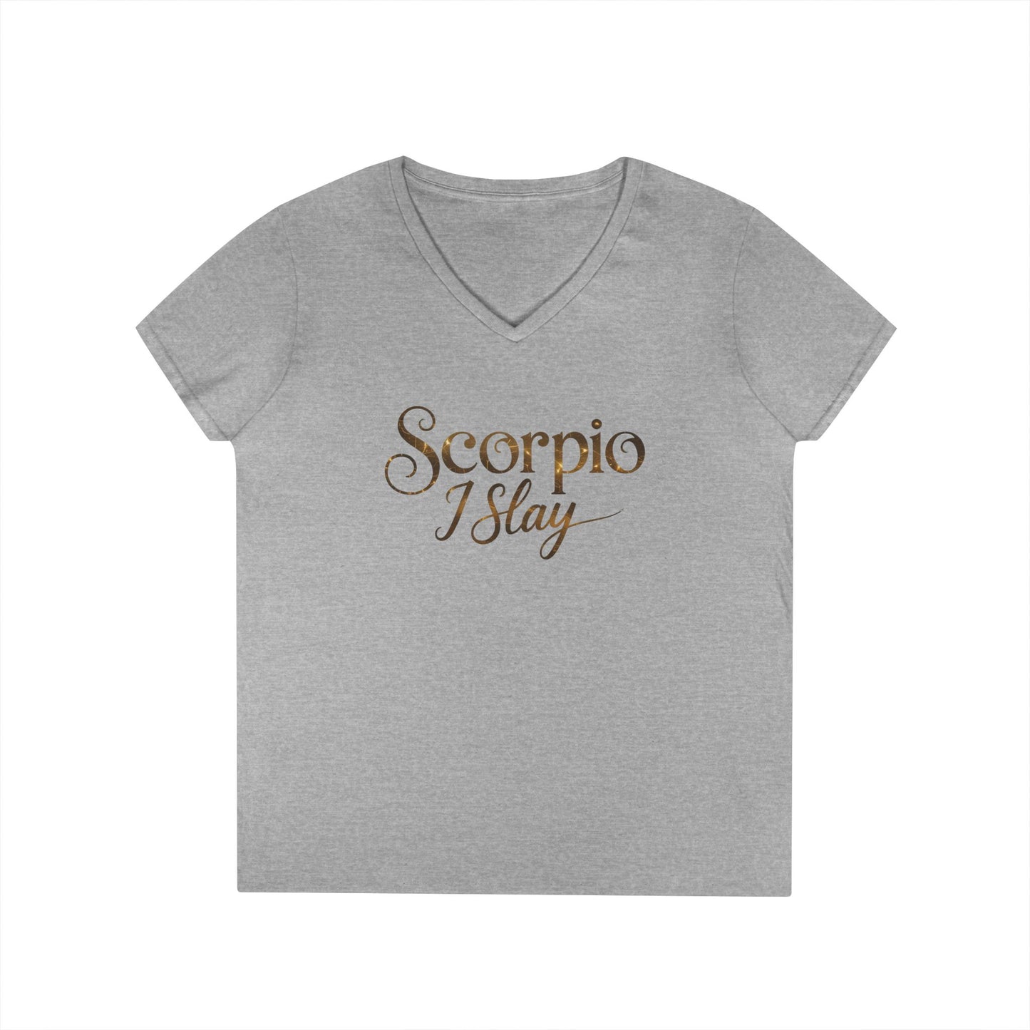Scorpio I Slay Women’s V-Neck Tee – Empowering Elegant Zodiac Shirt