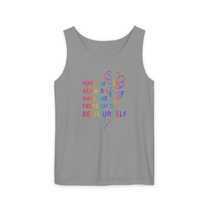 Be Yourself Affirmation Tank Top, May You Always Have the Freedom to Be Yourself Shirt, Self Love Graphic Tank, Inspirational Gift for Her, Rainbow Flower Tank