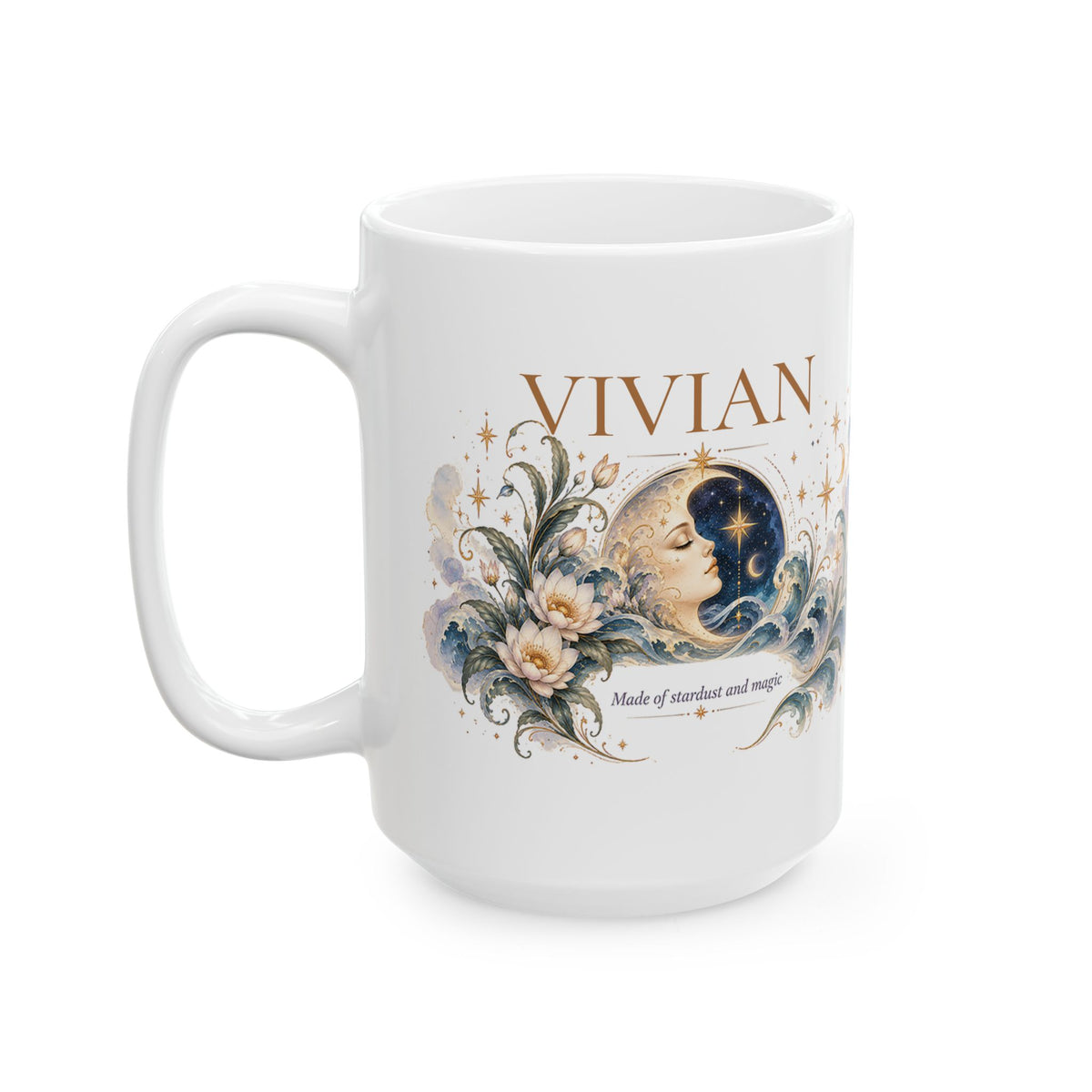 Personalized Boho Celestial Moon Mug, Custom Name Coffee Cup, Celestial Wave Mug, Astrology Gift for Her
