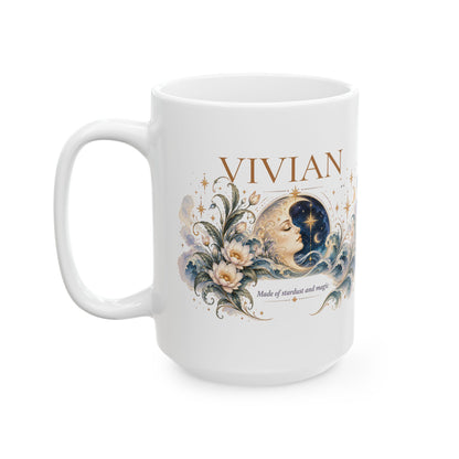 Personalized Boho Celestial Moon Mug, Custom Name Coffee Cup, Celestial Wave Mug, Astrology Gift for Her