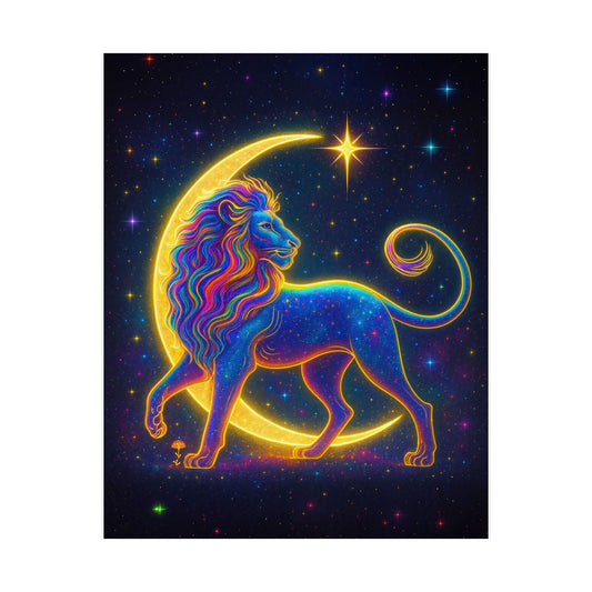 Luminous Lion – Crescent Moon Wall Art Print (Leo Zodiac Inspired)